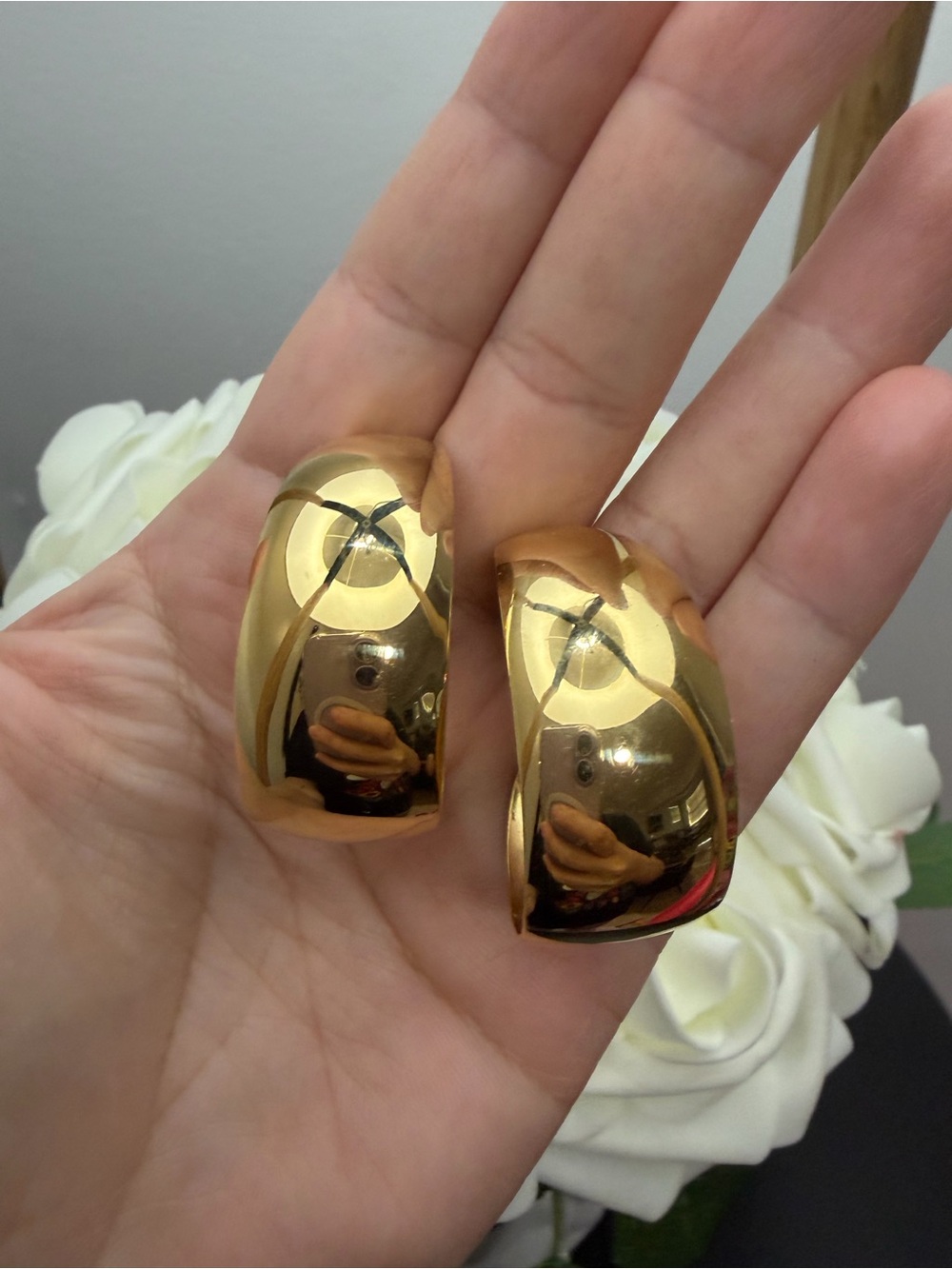 Gold tone Dome Hoop Earrings - Women Jewelry